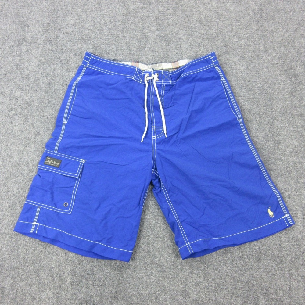 Vintage Polo Ralph Lauren Swim Trunks Mens Small Blue Board Shorts Mesh Cargo